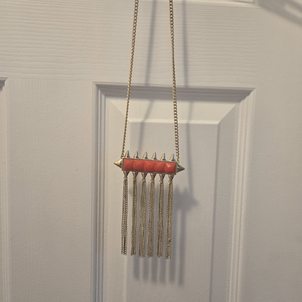 Gold and Orange Spike Pendant Necklace